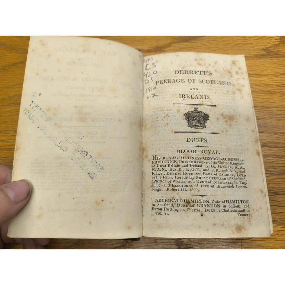 DEBRETT'S PEERAGE‎ of UNITED KINGDOM 1819, 12th Ed. Britain and Ireland Vol I-II